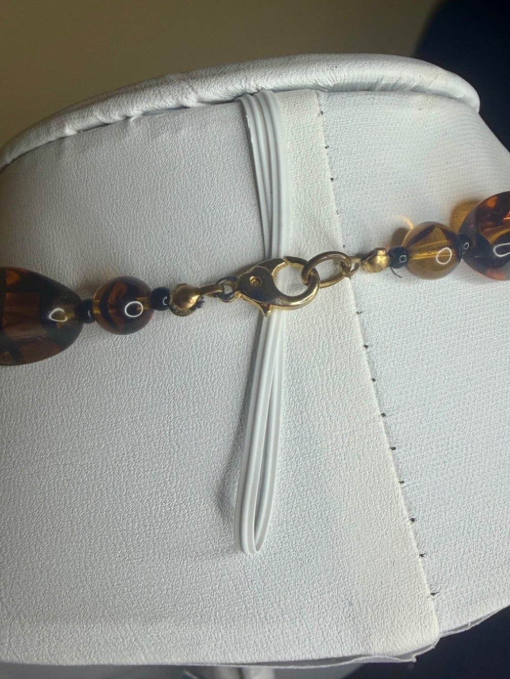 Vintage Amber Black Root Beer Glass Necklace 30" Drop VERY LONG - Picture 15 of 16